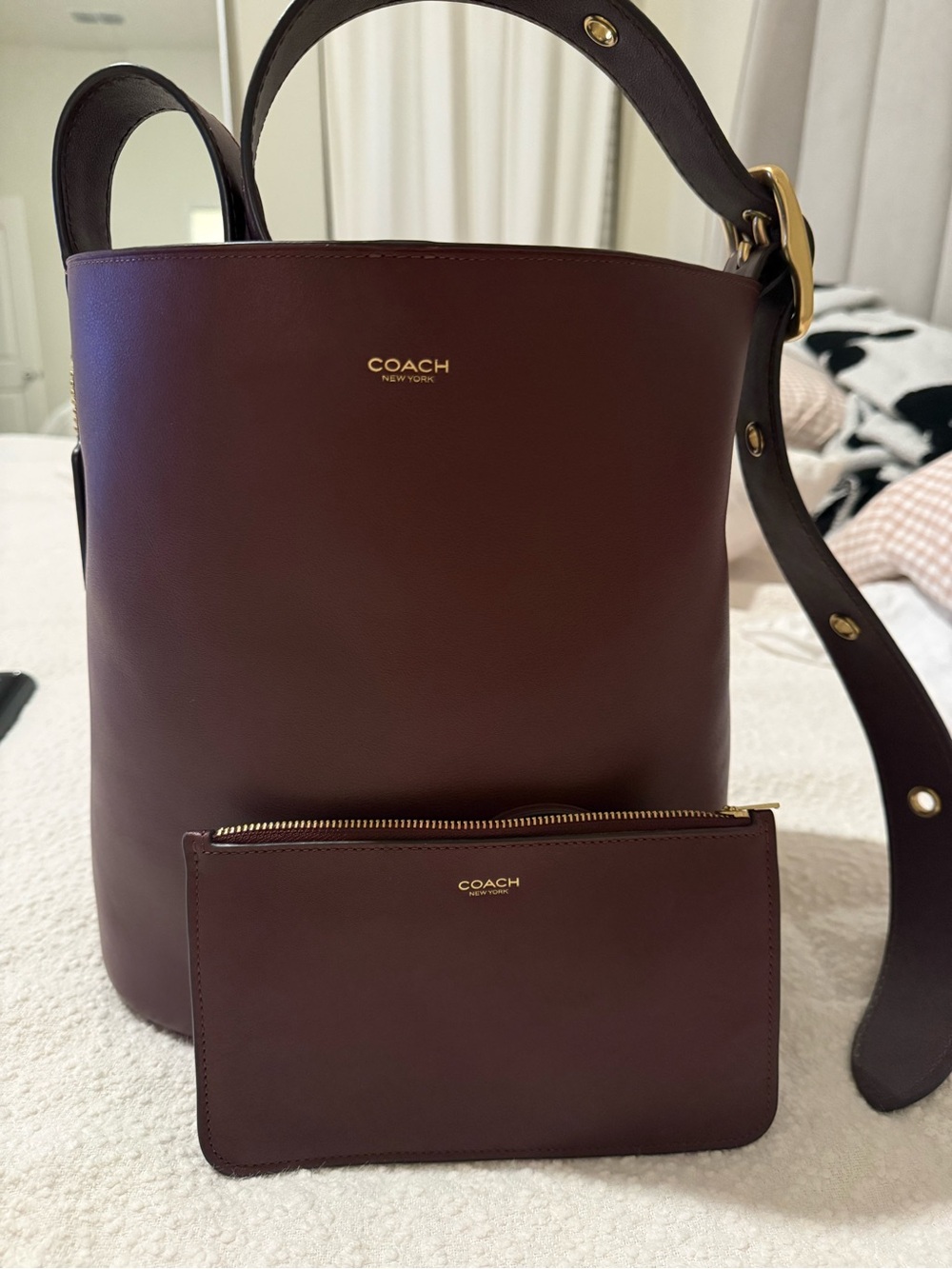 Coach Bleeker Bucket Bag in Merlot